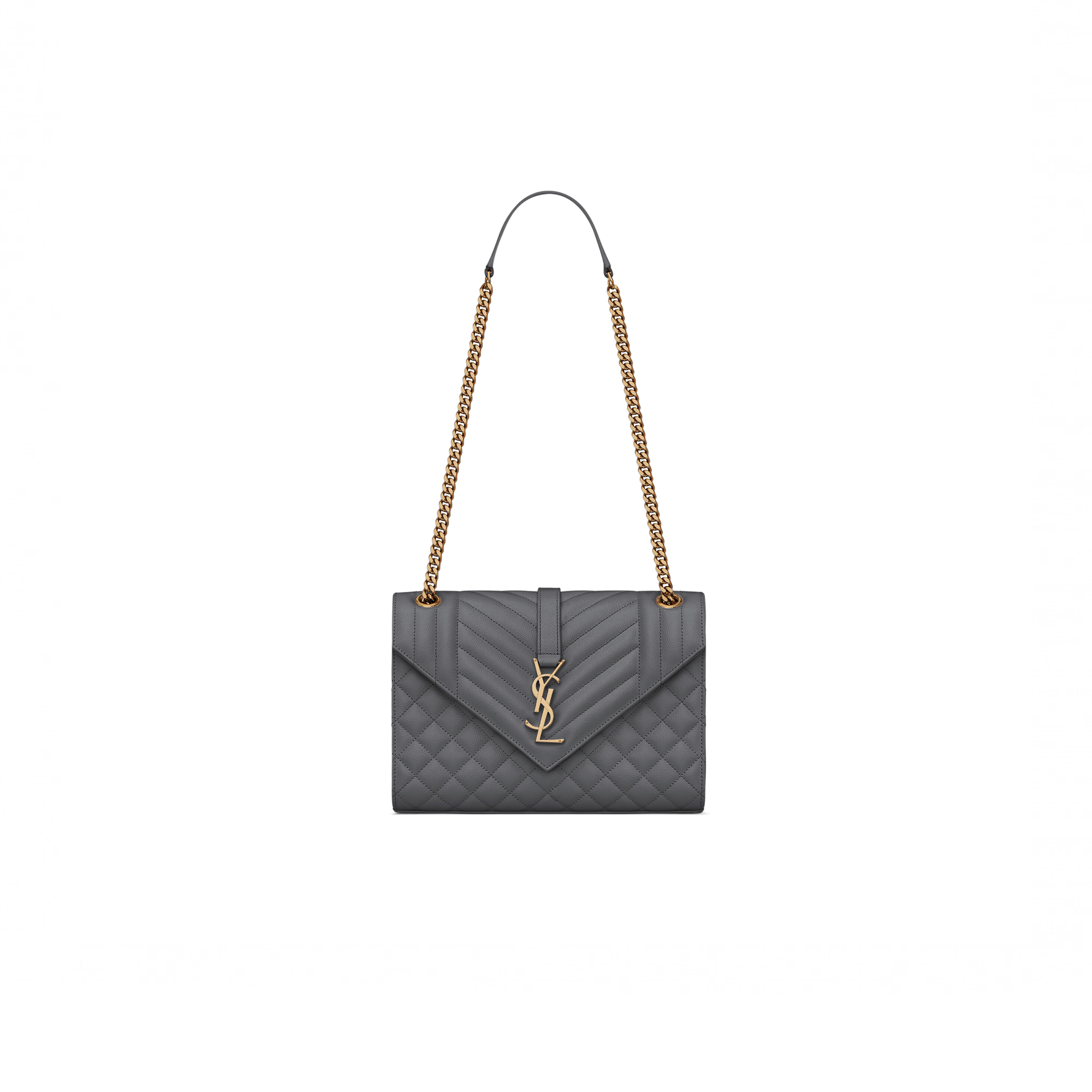 YSL ENVELOPE MEDIUM IN QUILTED GRAIN DE POUDRE EMBOSSED LEATHER 600185BOW971112 (24*17.5*6cm)